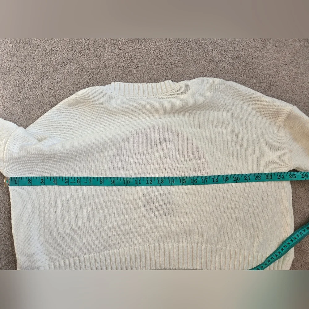 moon & madison Cream Knit Crop Sweater with Red Mushroom . Size Small - Picture 11 of 13